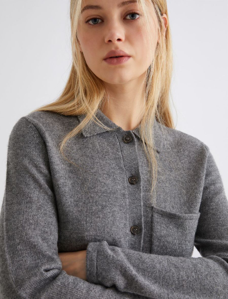 strickjacke aus wolle und kaschmir – mittelgrau
