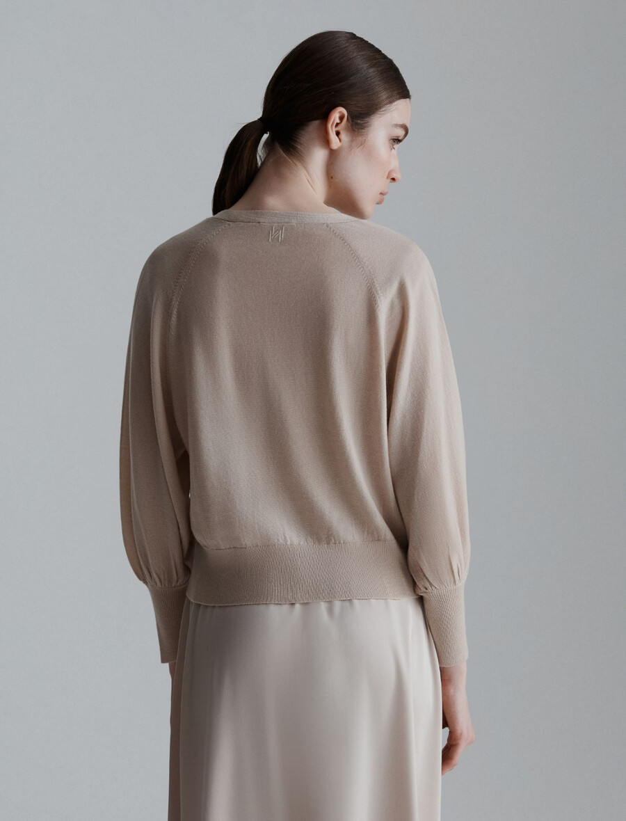 feinste strickjacke aus reiner wolle – creme