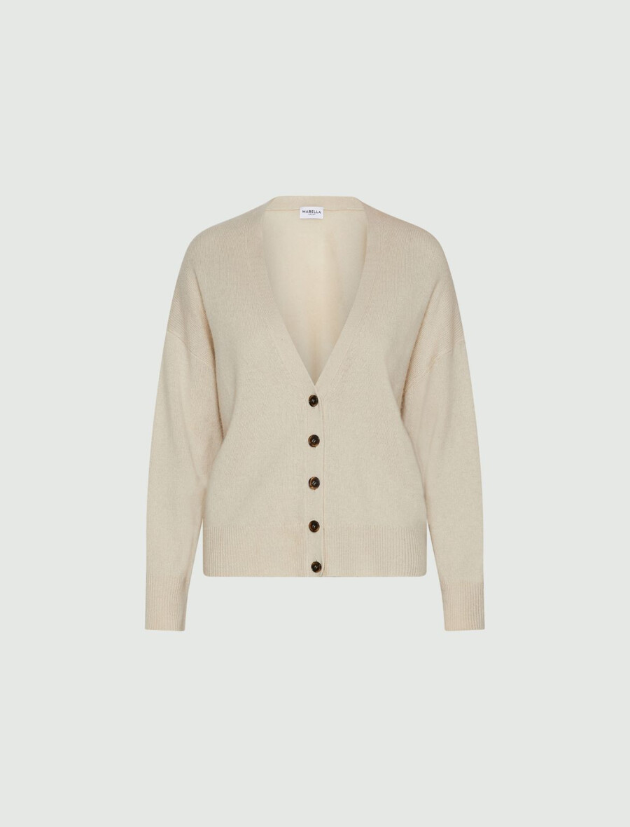 strickjacke aus wolle und kaschmir – elfenbein