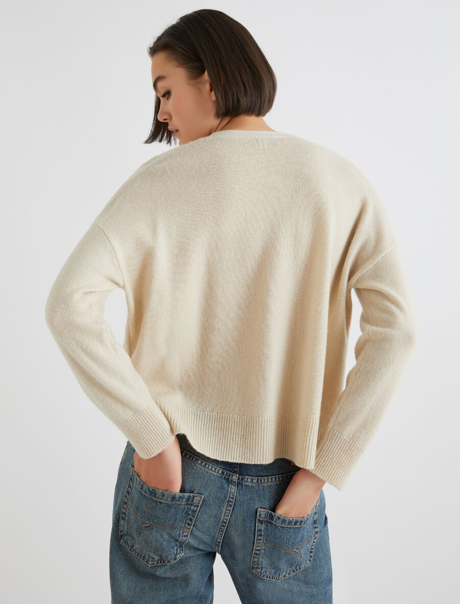 strickjacke aus wolle und kaschmir – elfenbein