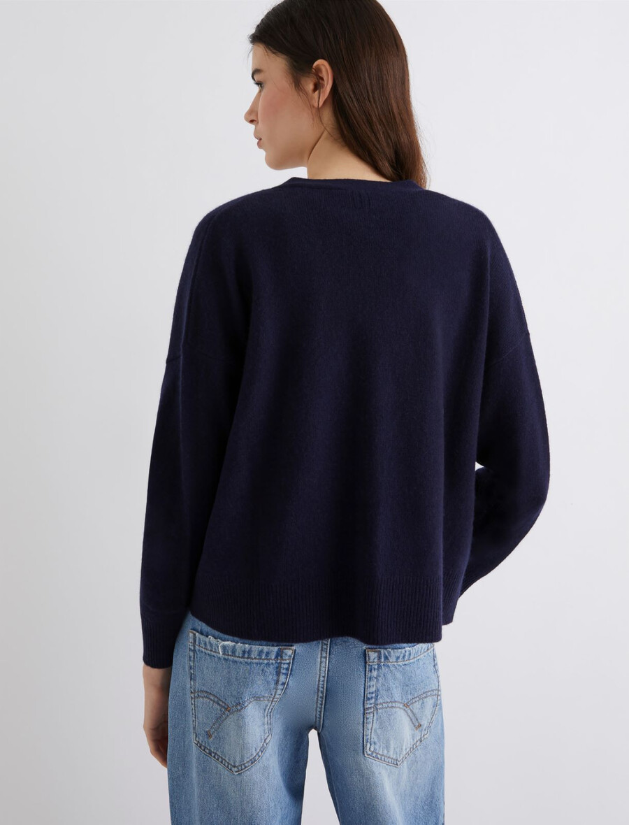 strickjacke aus wolle und kaschmir – marineblau