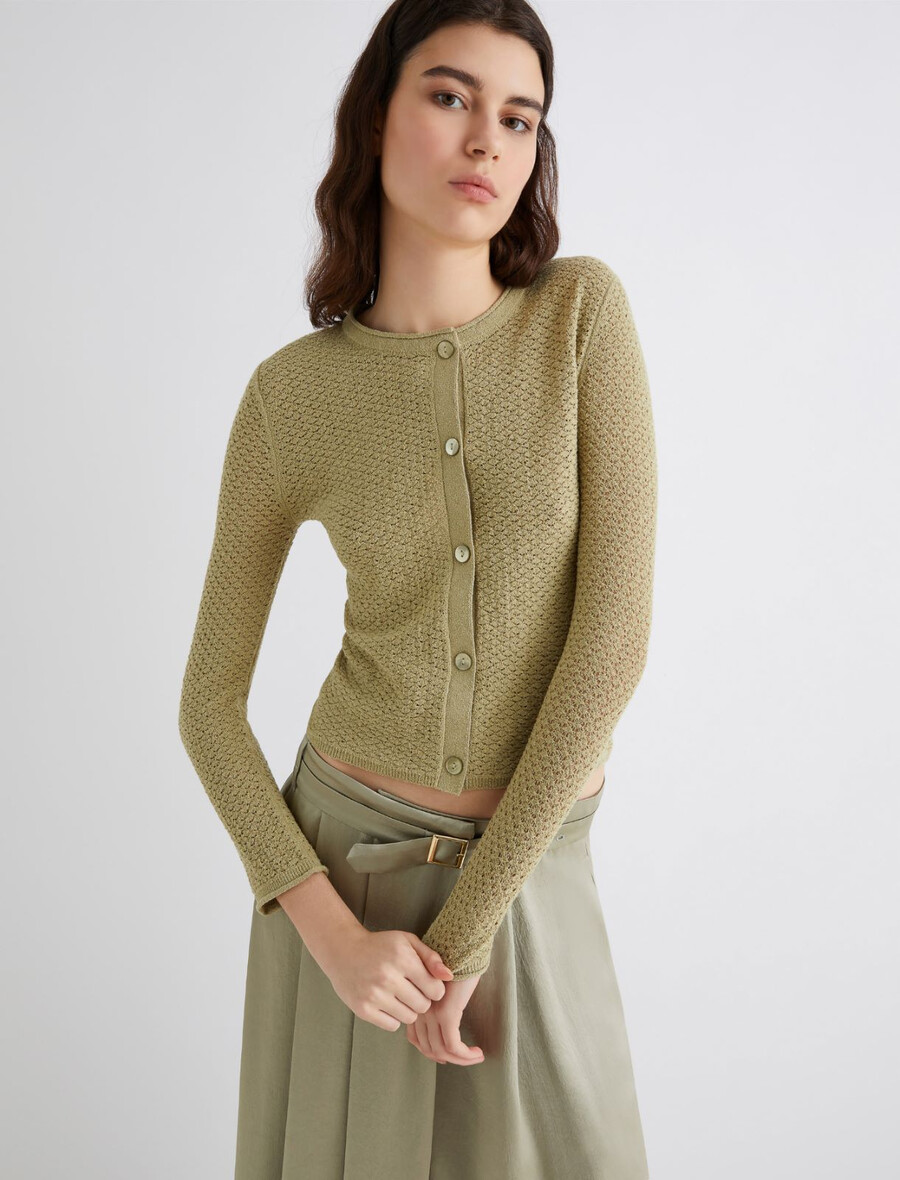 mini-cardigan aus baumwolle – salbei