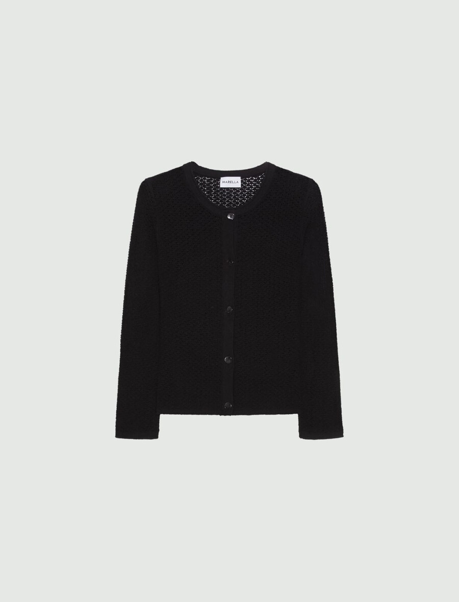 baumwoll-ministrickjacke – schwarz