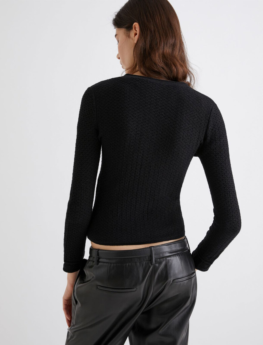 baumwoll-ministrickjacke – schwarz
