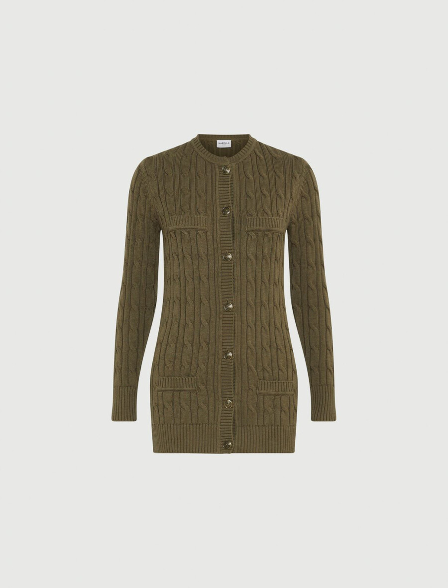 zopfstrick-cardigan - kaki