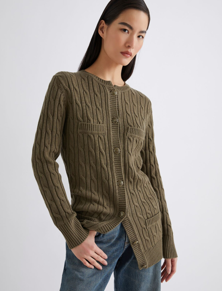 zopfstrick-cardigan - kaki