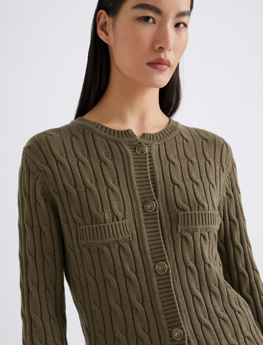 zopfstrick-cardigan - kaki