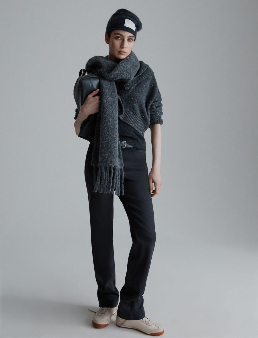 paillettenbesetzte strickjacke aus kaschmirmischung – dunkelgrau