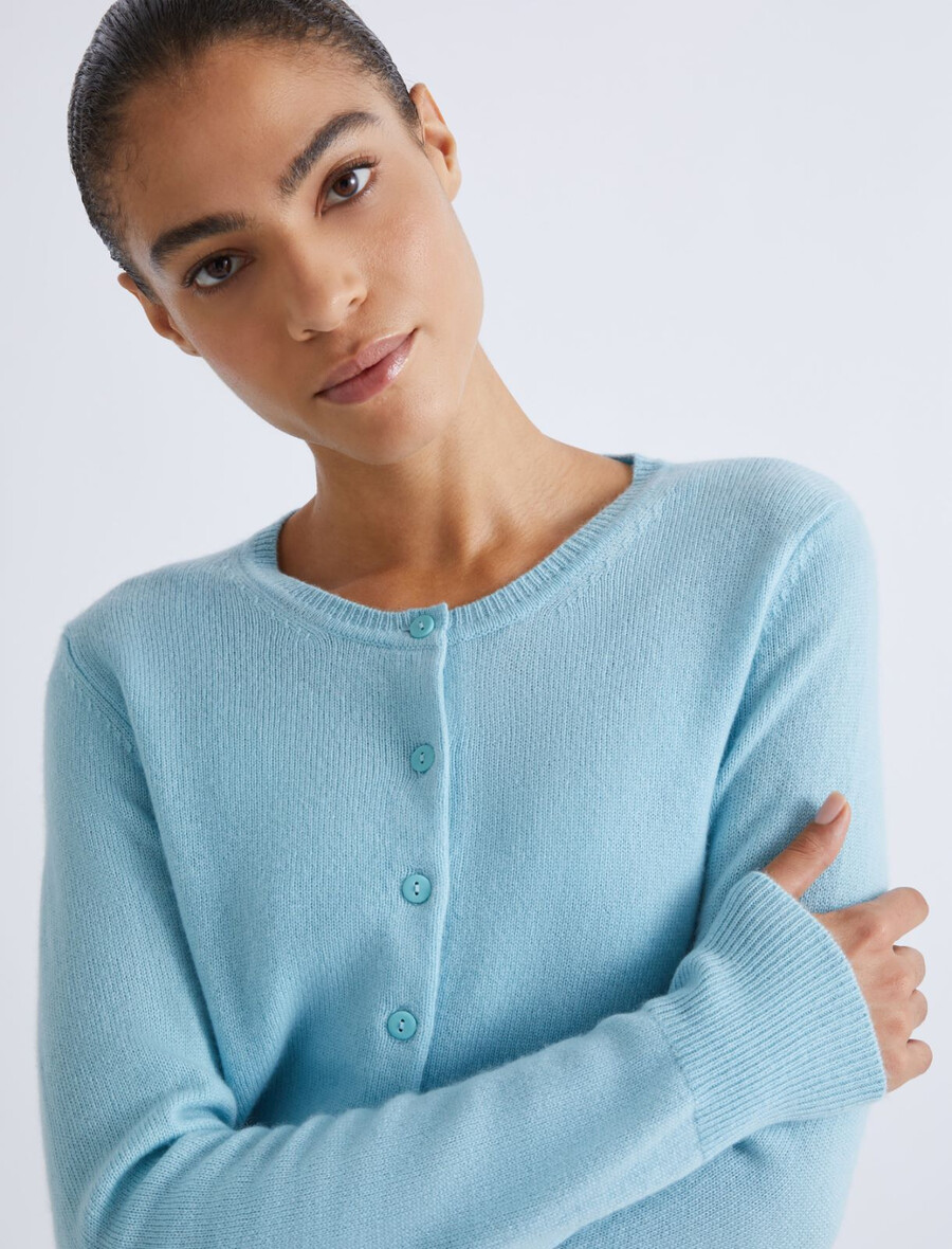 strickjacke aus wolle und kaschmir - wasser