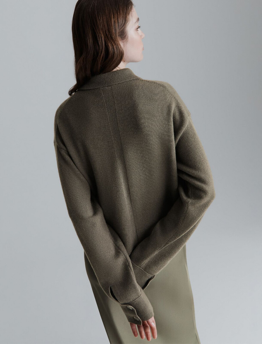 overshirt aus reinem kaschmir – olive