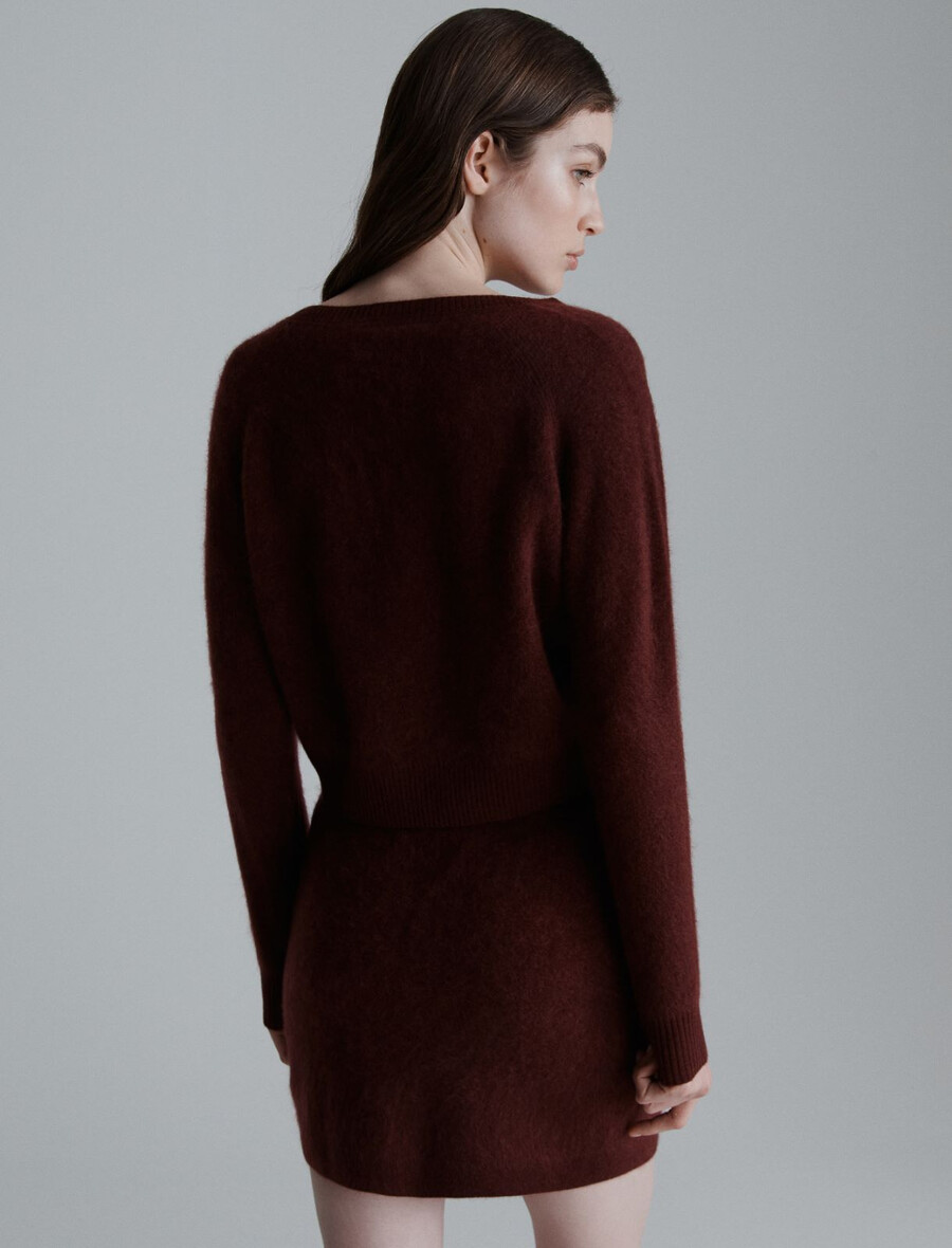 strickjacke aus wolle und kaschmir - bordeaux