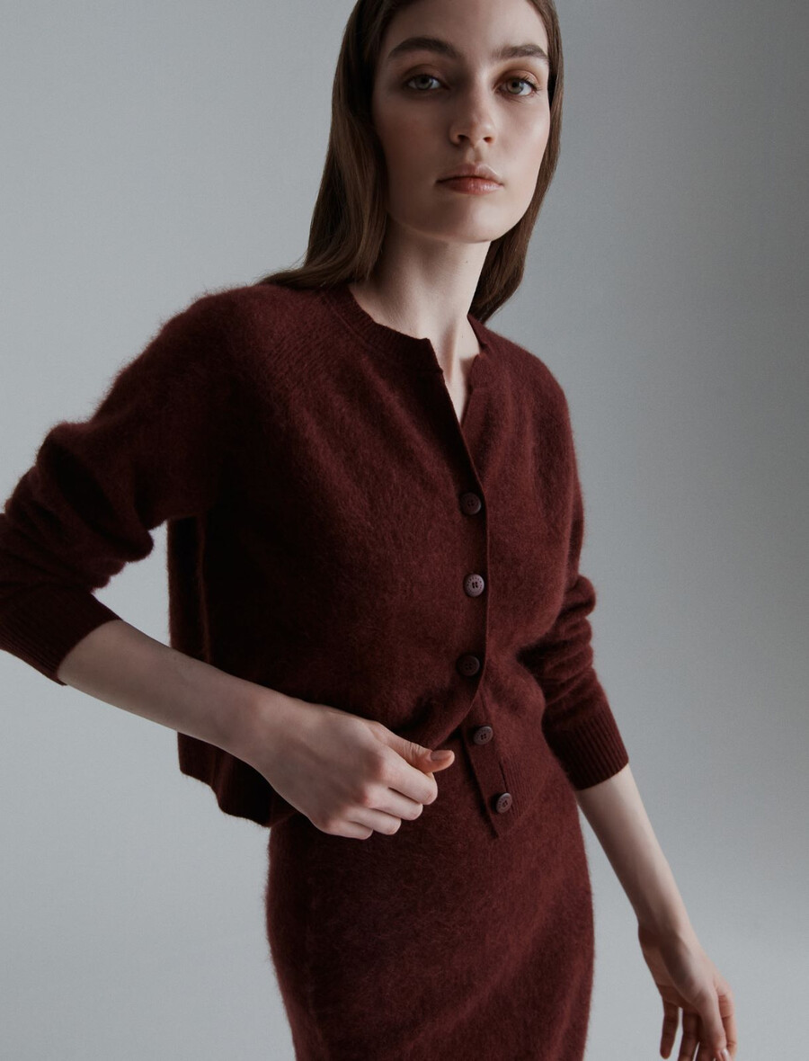 strickjacke aus wolle und kaschmir - bordeaux