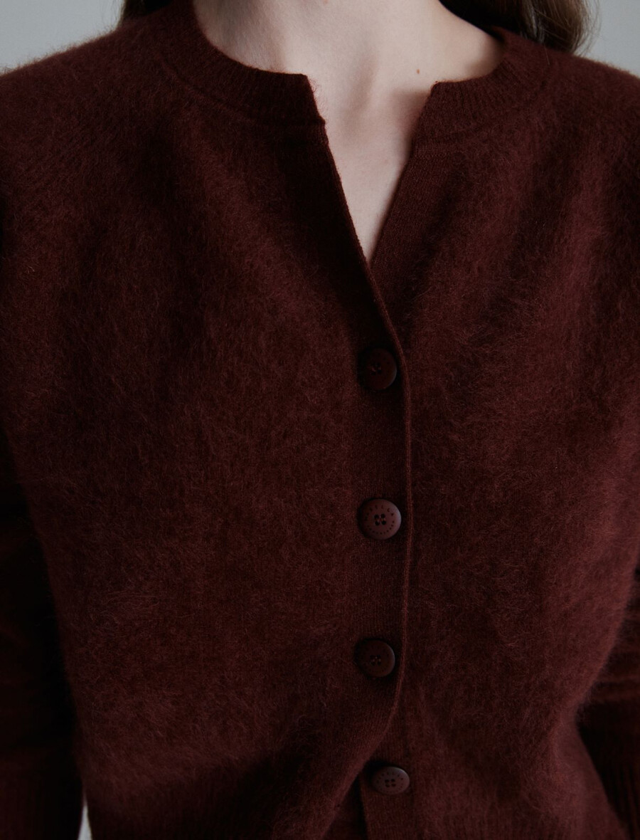 strickjacke aus wolle und kaschmir - bordeaux