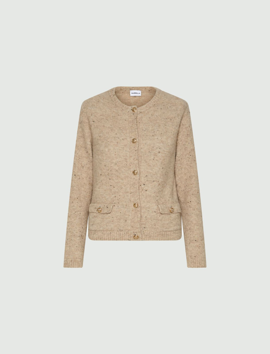 strickjacke mit taschen - camel