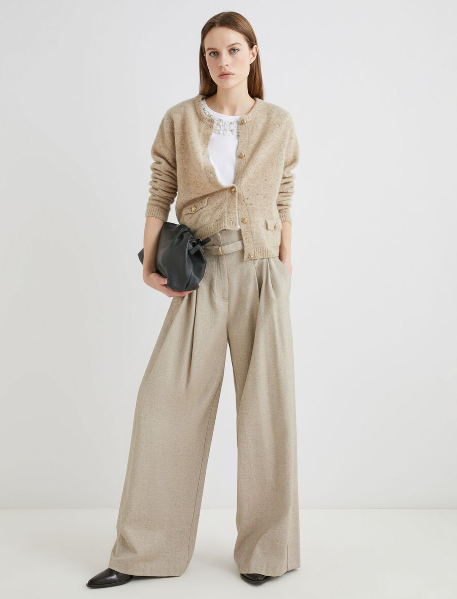 strickjacke mit taschen - camel