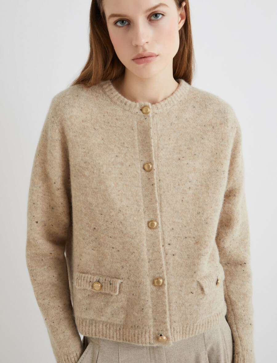 strickjacke mit taschen - camel