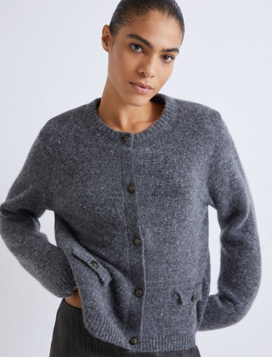 strickjacke mit taschen - grau