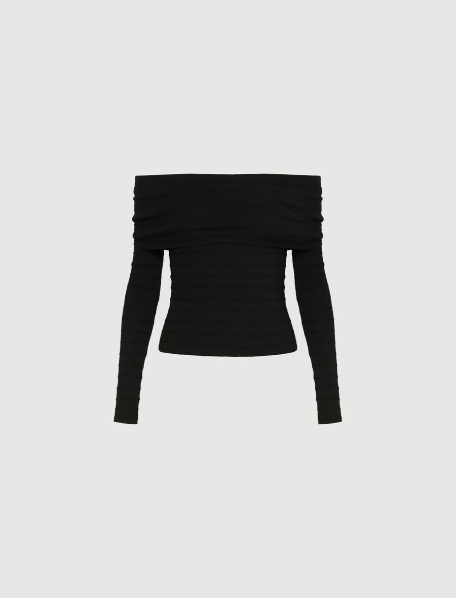 viskose-rollkragenpullover – schwarz