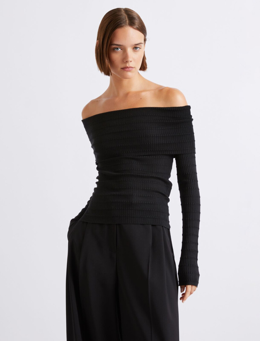 viskose-rollkragenpullover – schwarz