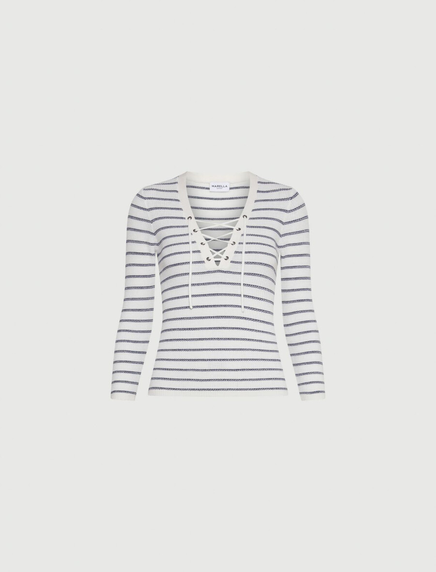 pullover aus mit lurex verziertem schurwollstoff – weiss