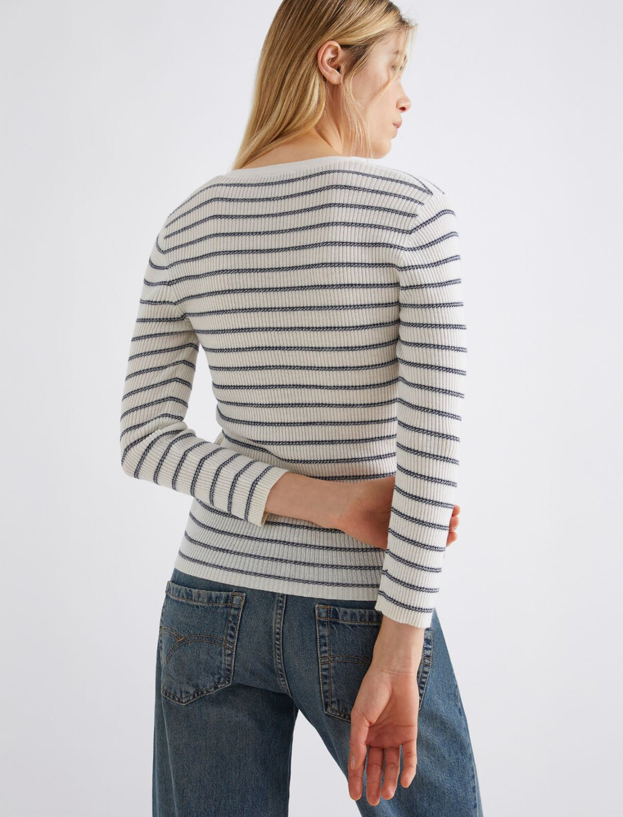 pullover aus mit lurex verziertem schurwollstoff – weiss