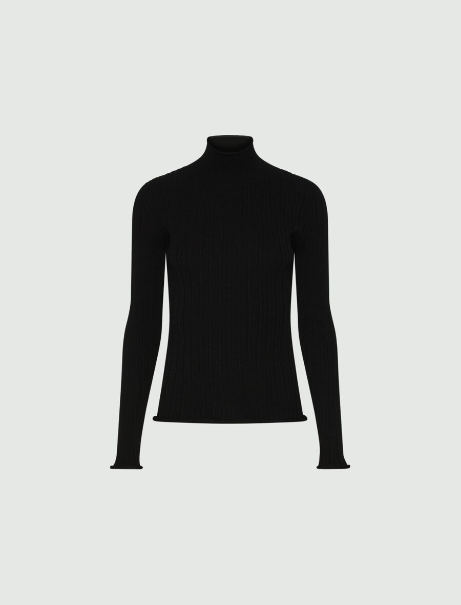 rollkragenpullover aus viskose - schwarz
