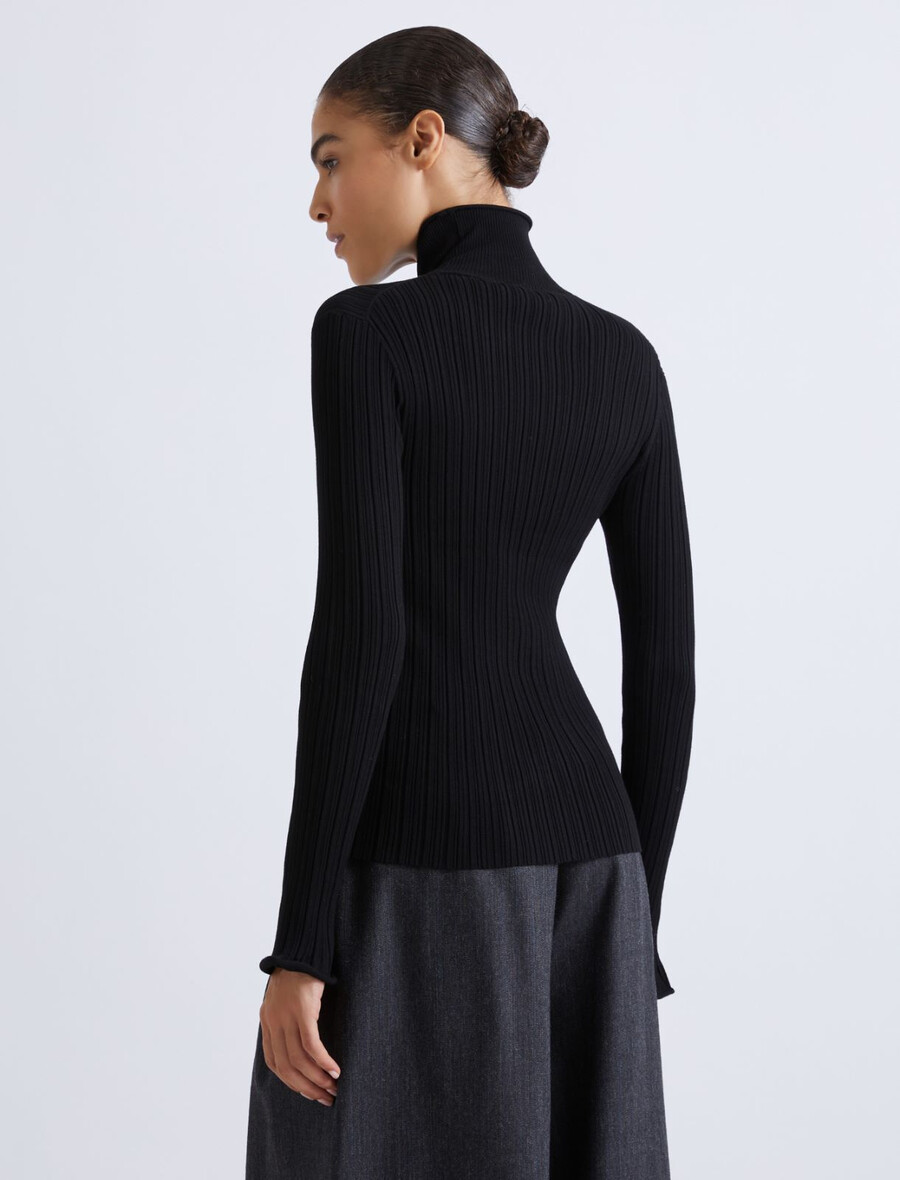rollkragenpullover aus viskose - schwarz