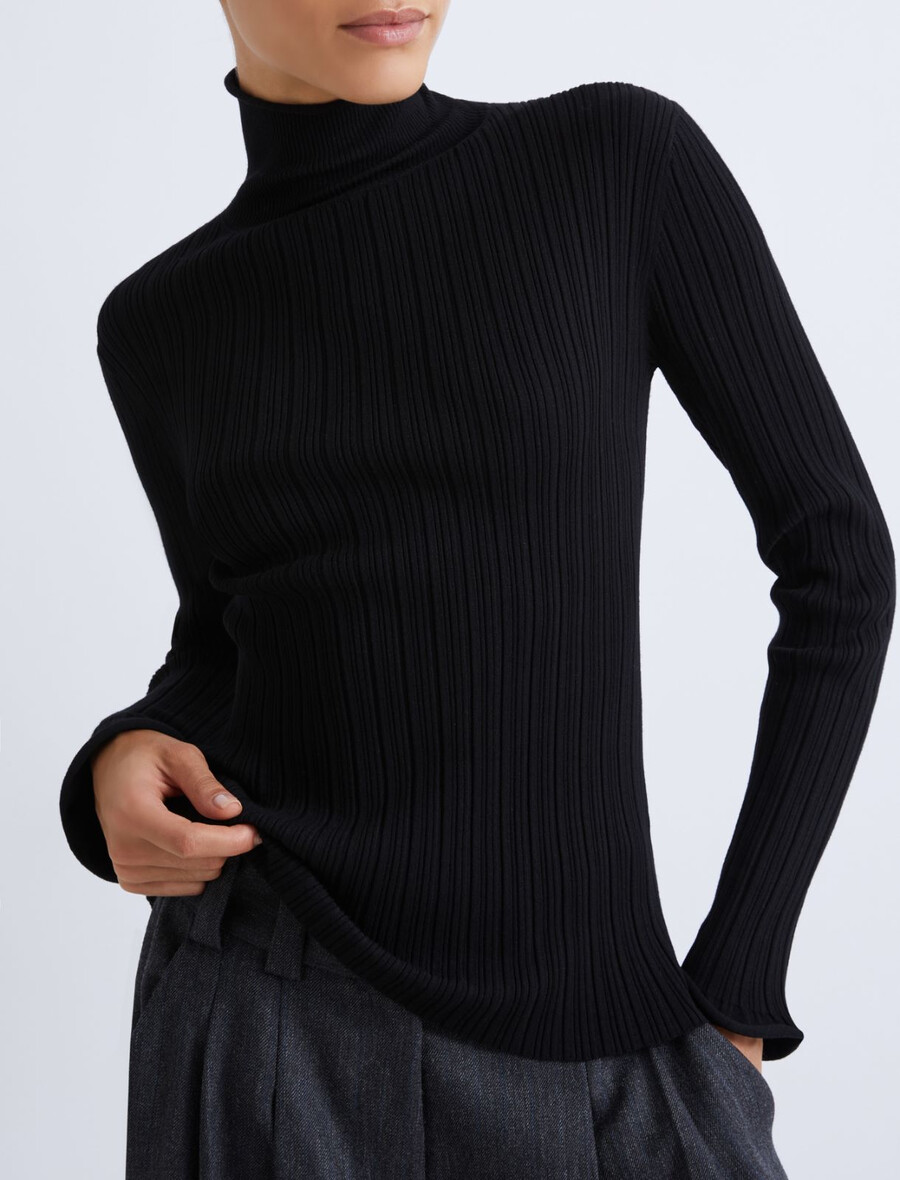 rollkragenpullover aus viskose - schwarz