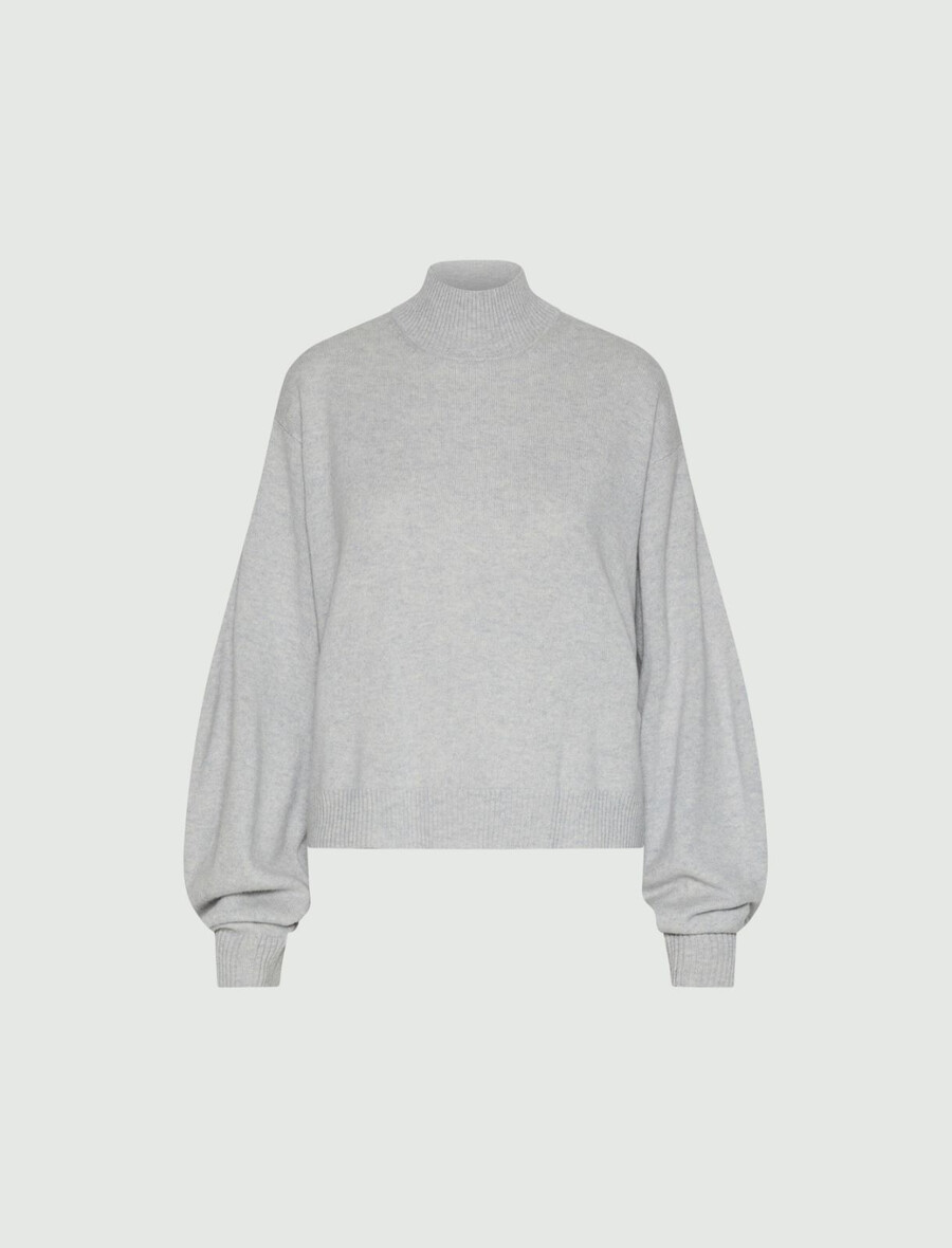 kaschmirpullover mit stehkragen - perle