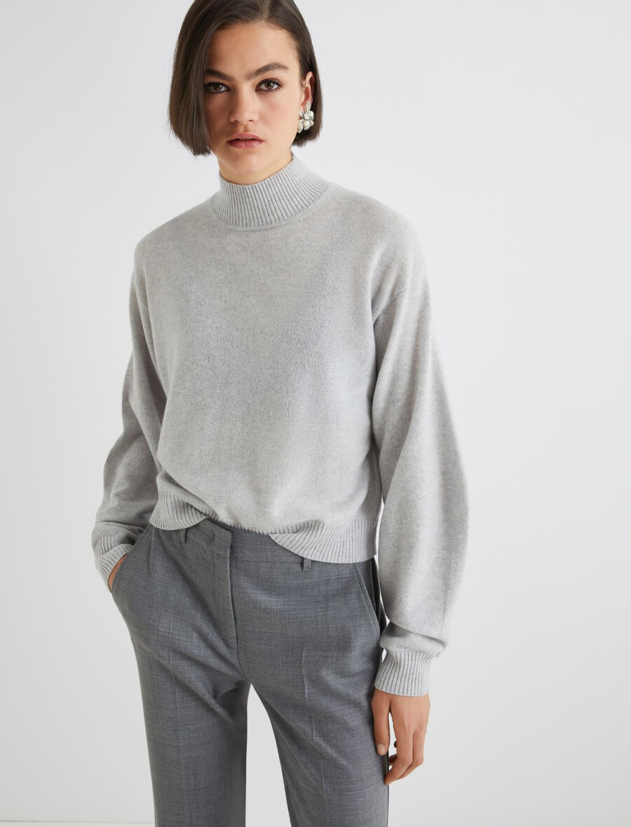 kaschmirpullover mit stehkragen - perle