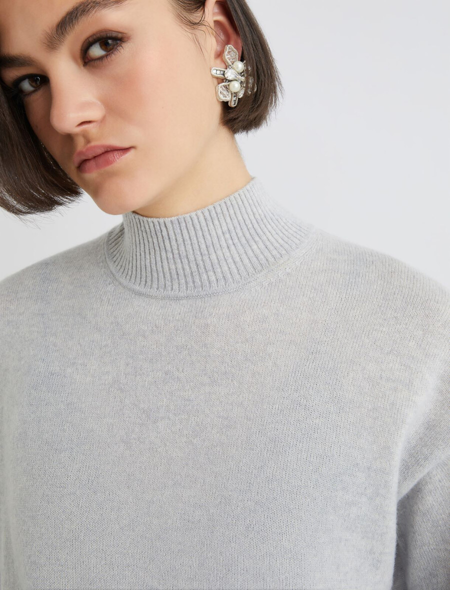 kaschmirpullover mit stehkragen - perle