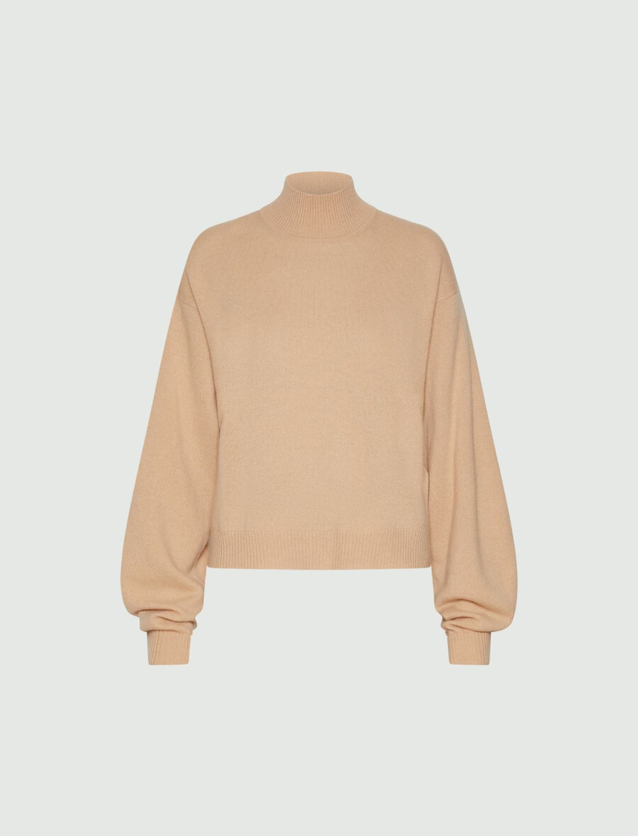kaschmirpullover mit stehkragen - puder