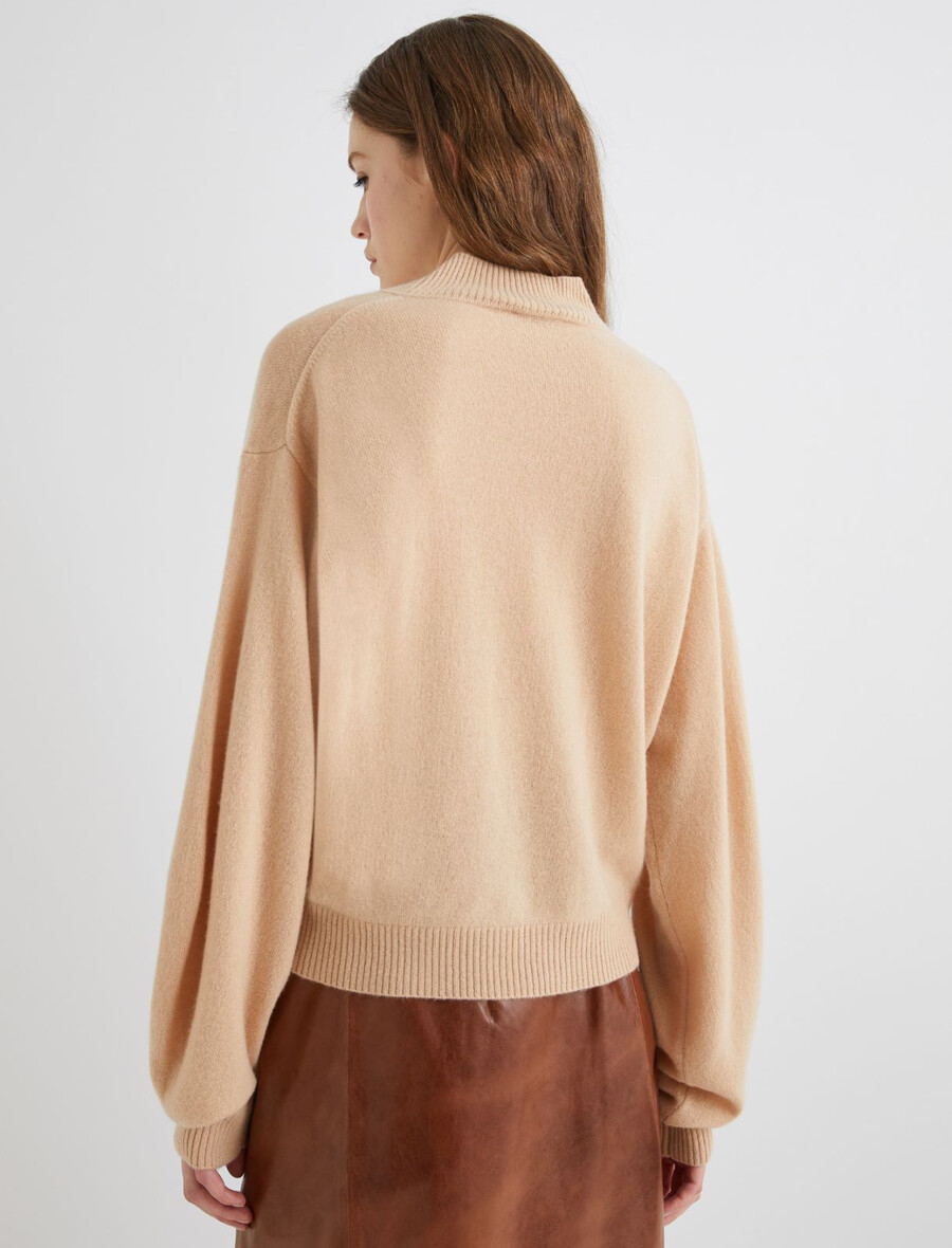 kaschmirpullover mit stehkragen - puder