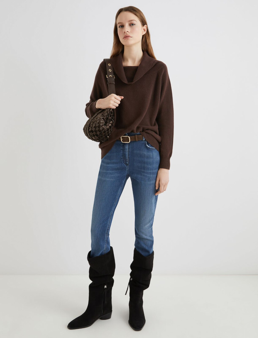 kastenförmiger kaschmirpullover – braun