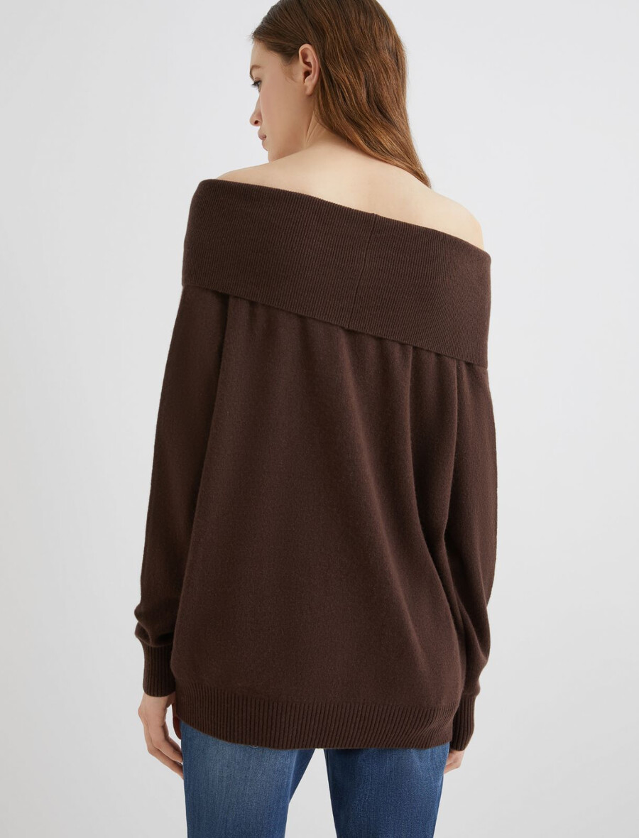 kastenförmiger kaschmirpullover – braun