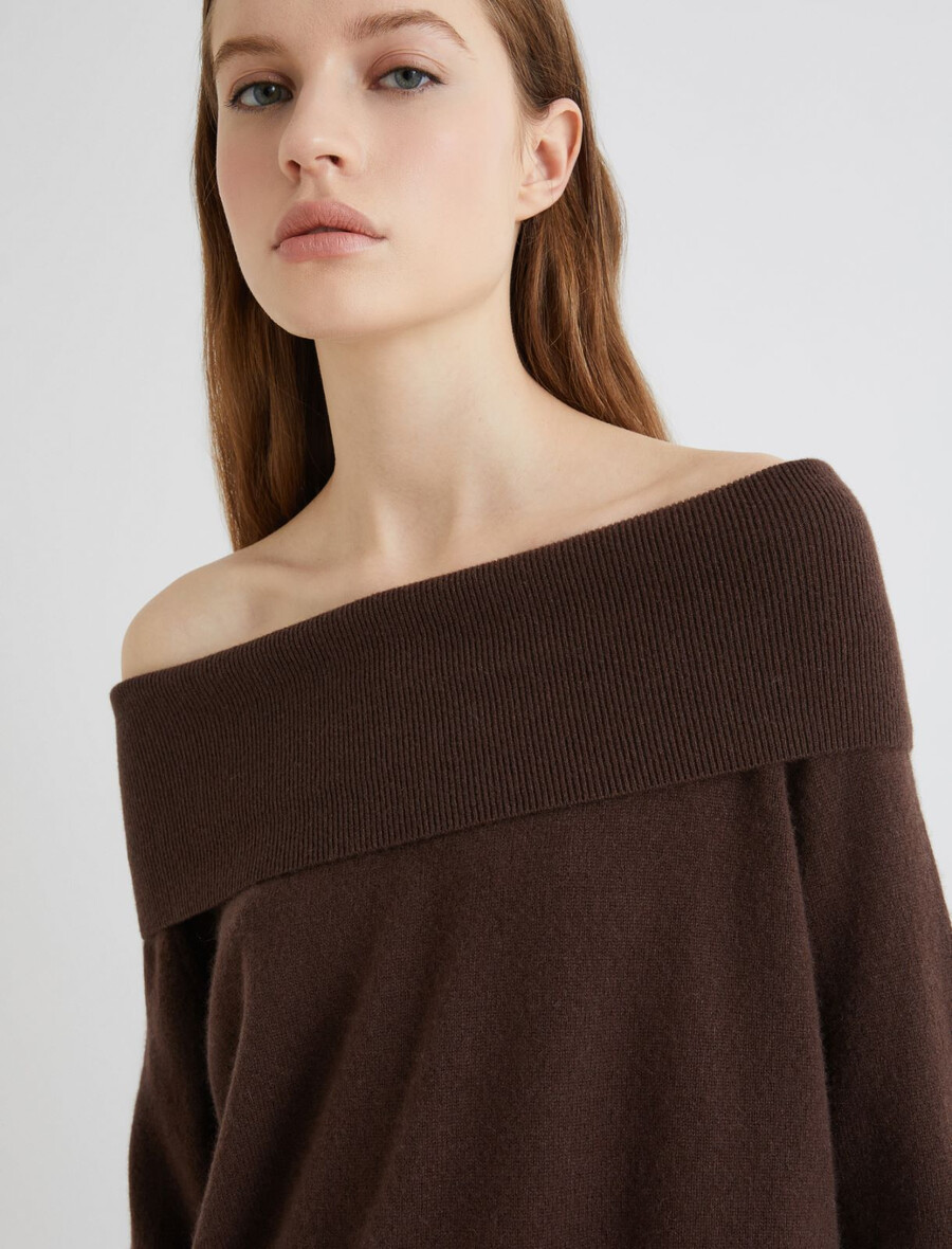 kastenförmiger kaschmirpullover – braun