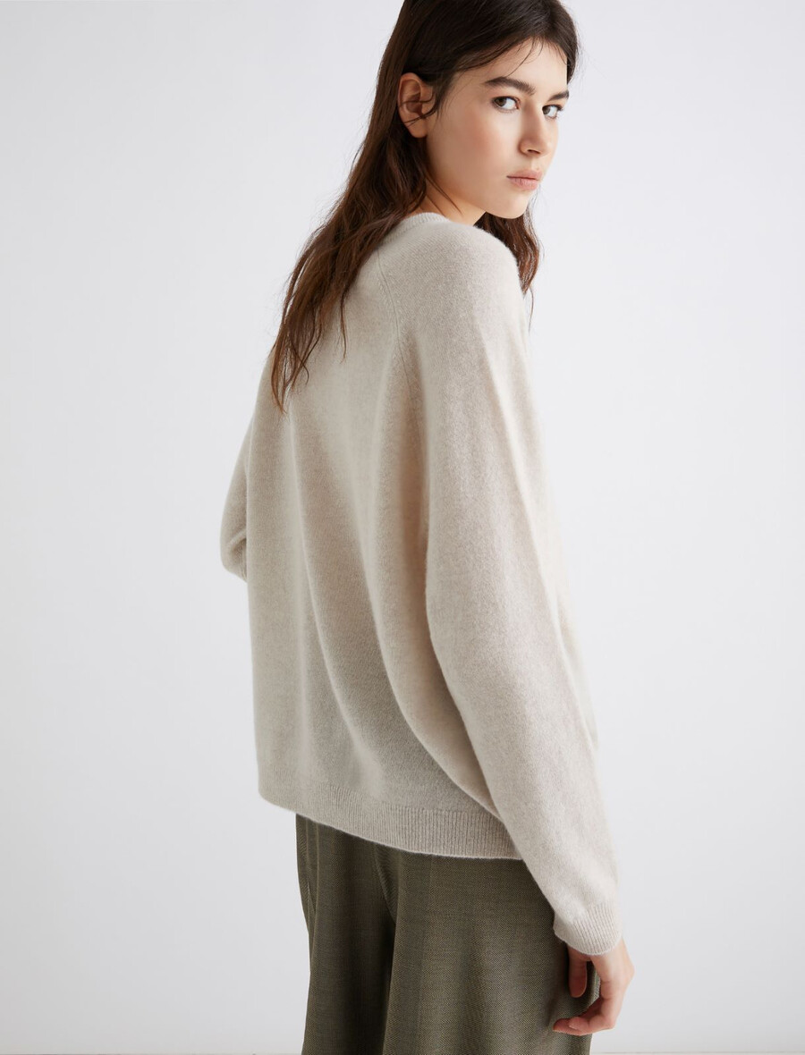 pullover aus reinem kaschmir – beige