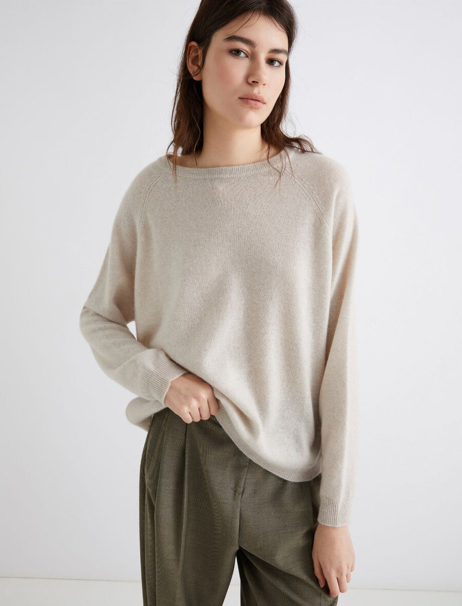 pullover aus reinem kaschmir – beige