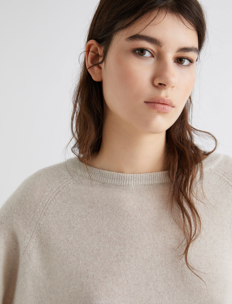 pullover aus reinem kaschmir – beige