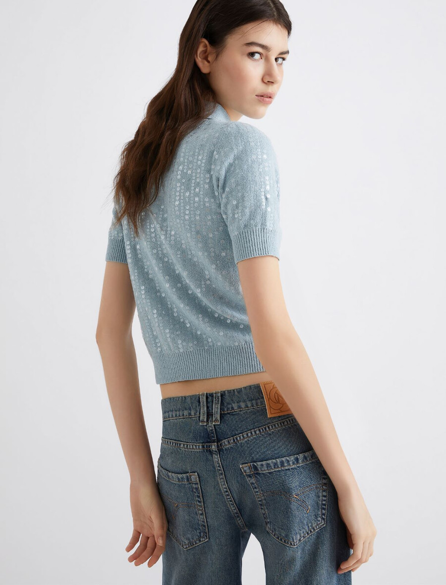 pailletten-poloshirt - wasser
