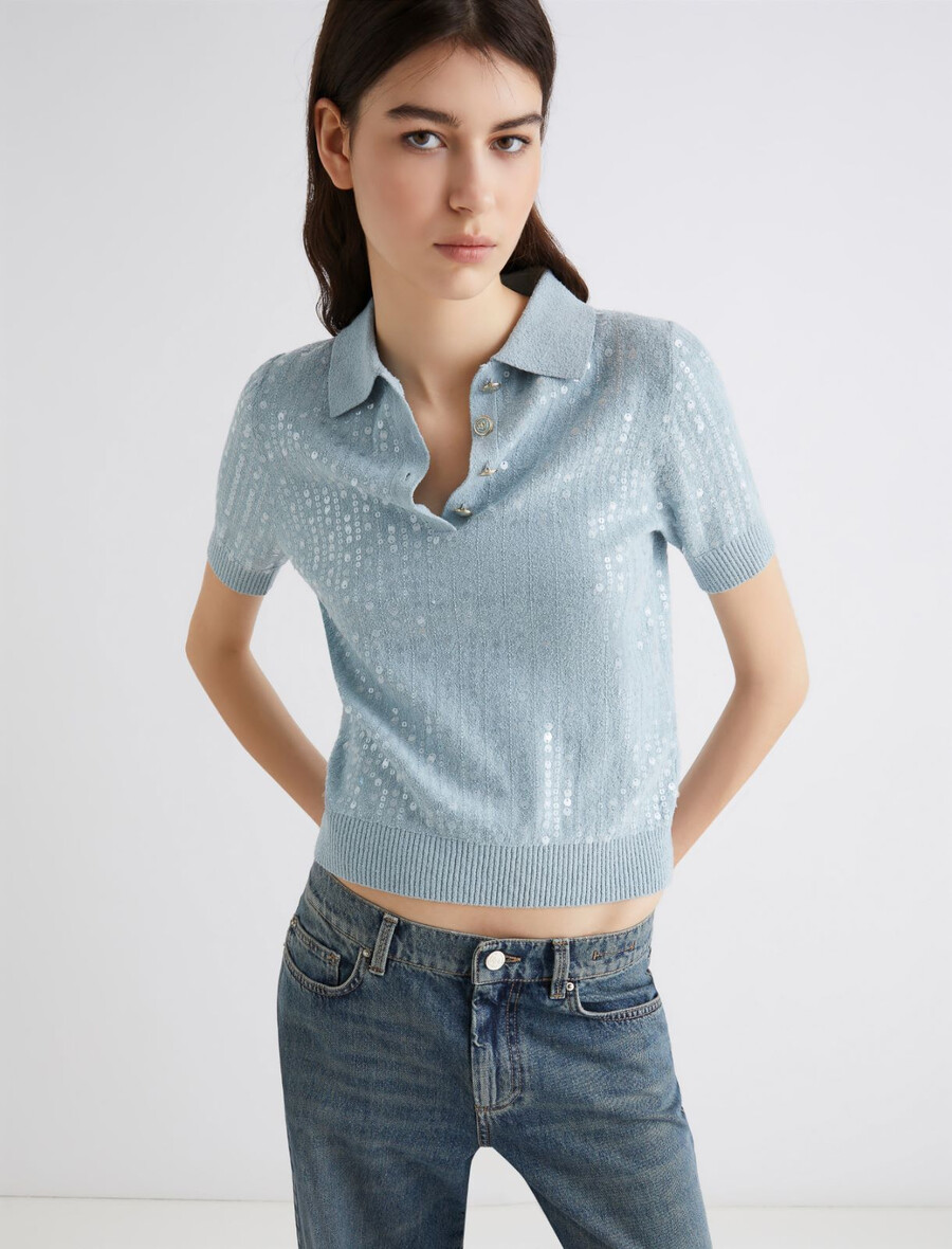pailletten-poloshirt - wasser