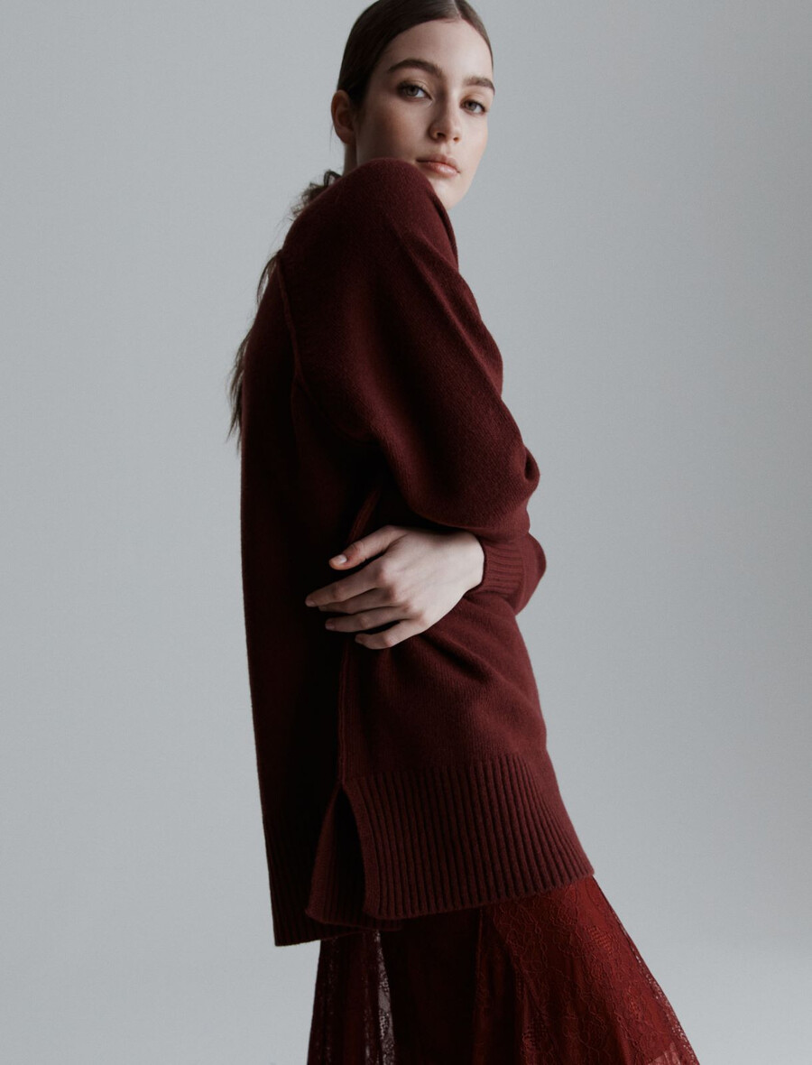 rollkragenpullover - bordeaux