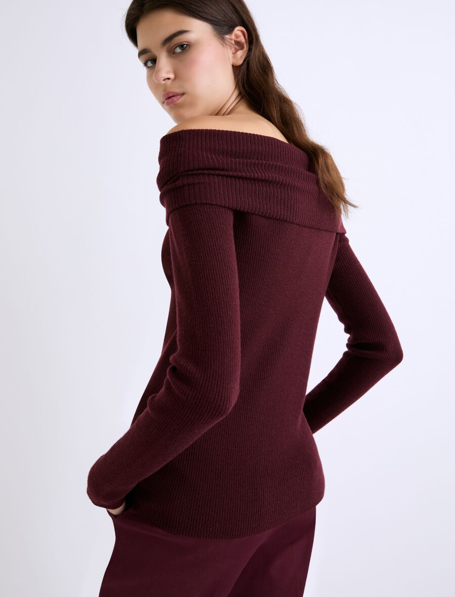 schmal geschnittener rollkragenpullover - bordeaux