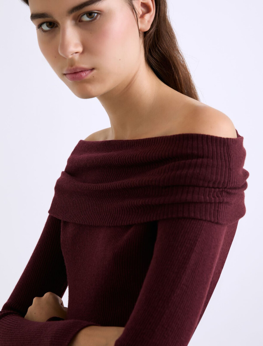 schmal geschnittener rollkragenpullover - bordeaux