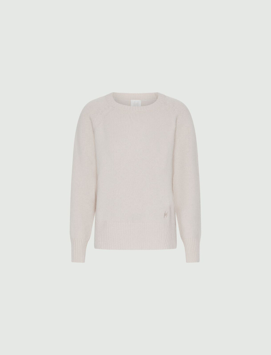 kastenförmiger pullover aus reiner wolle – creme