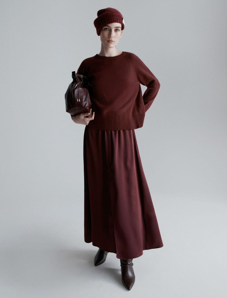 kastenförmiger pullover aus reiner wolle - bordeaux