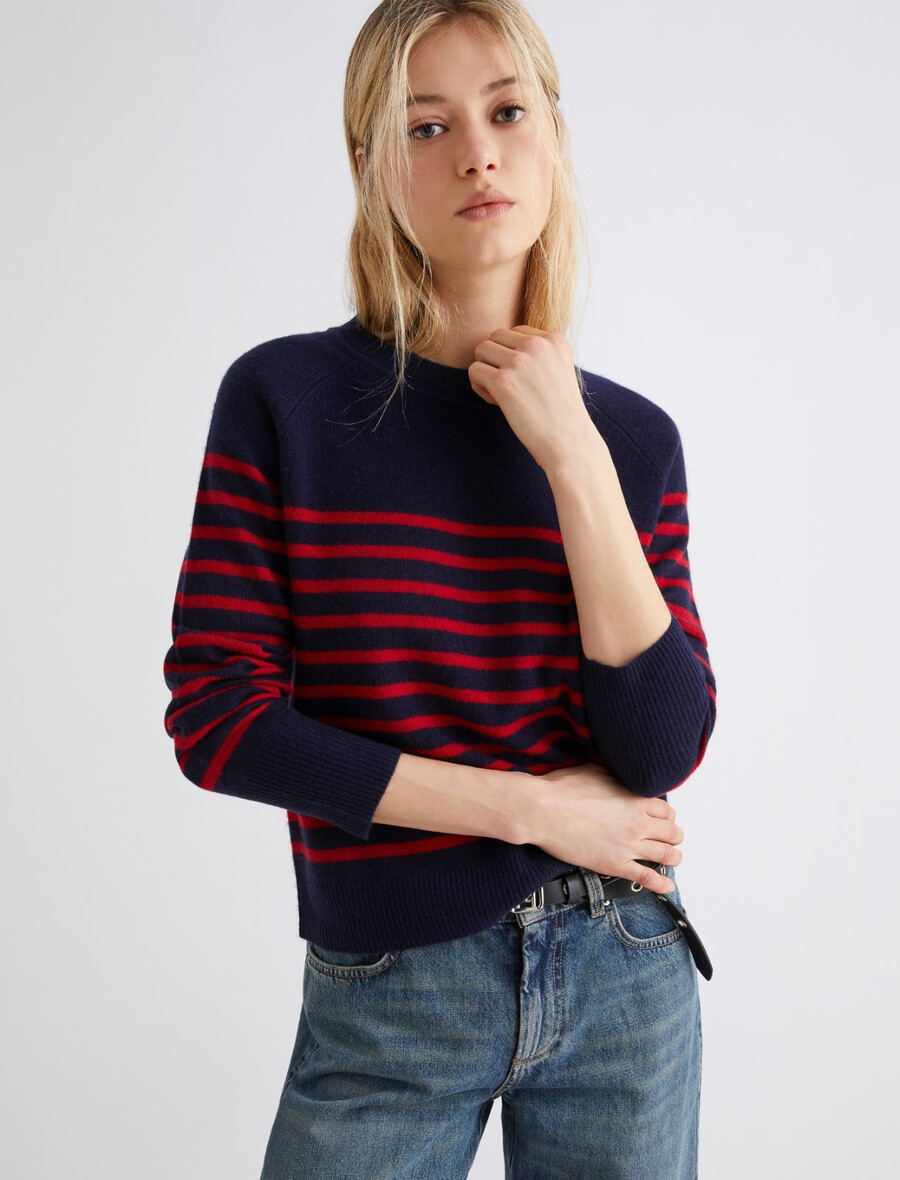 woll- und kaschmirpullover – marineblau