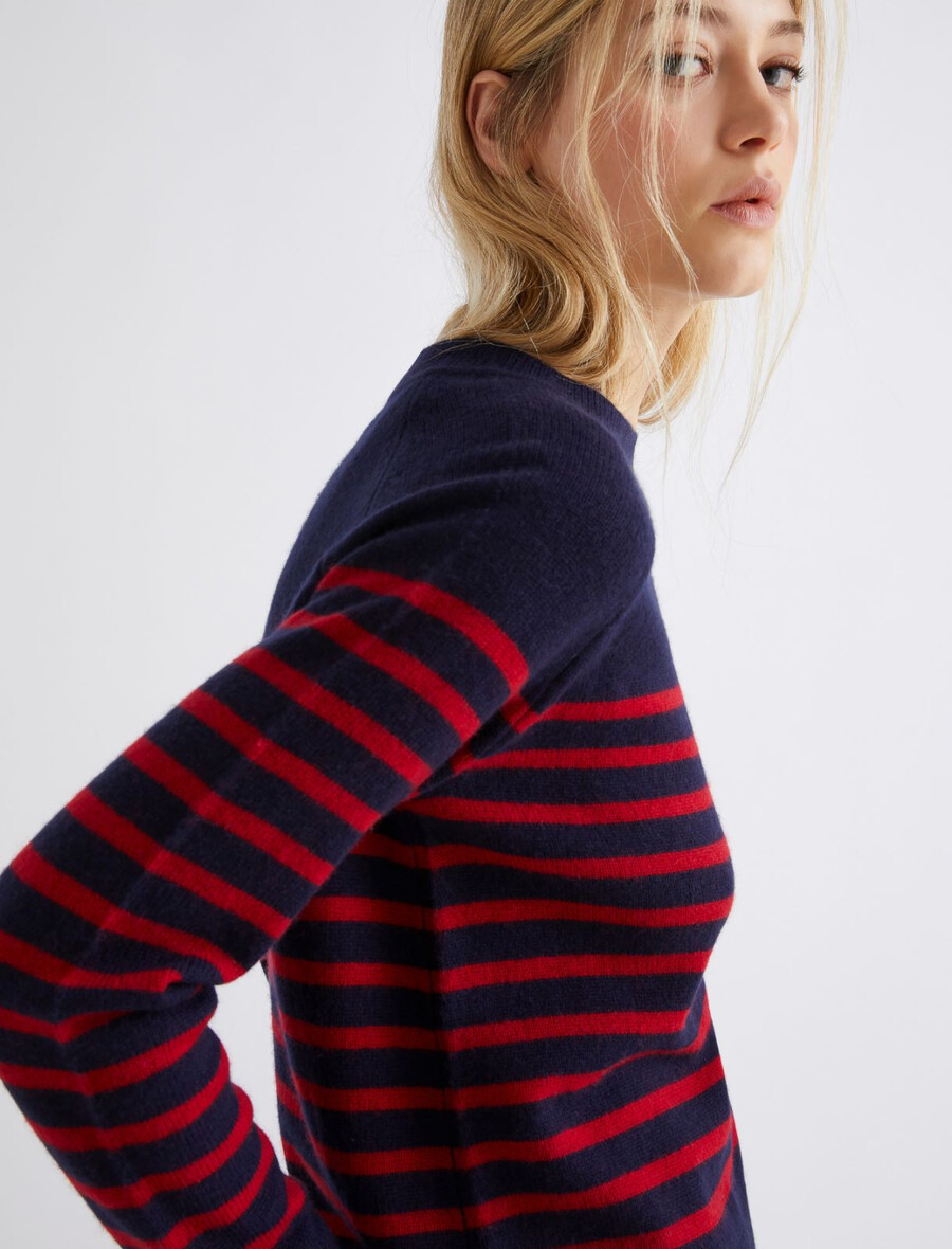 woll- und kaschmirpullover – marineblau