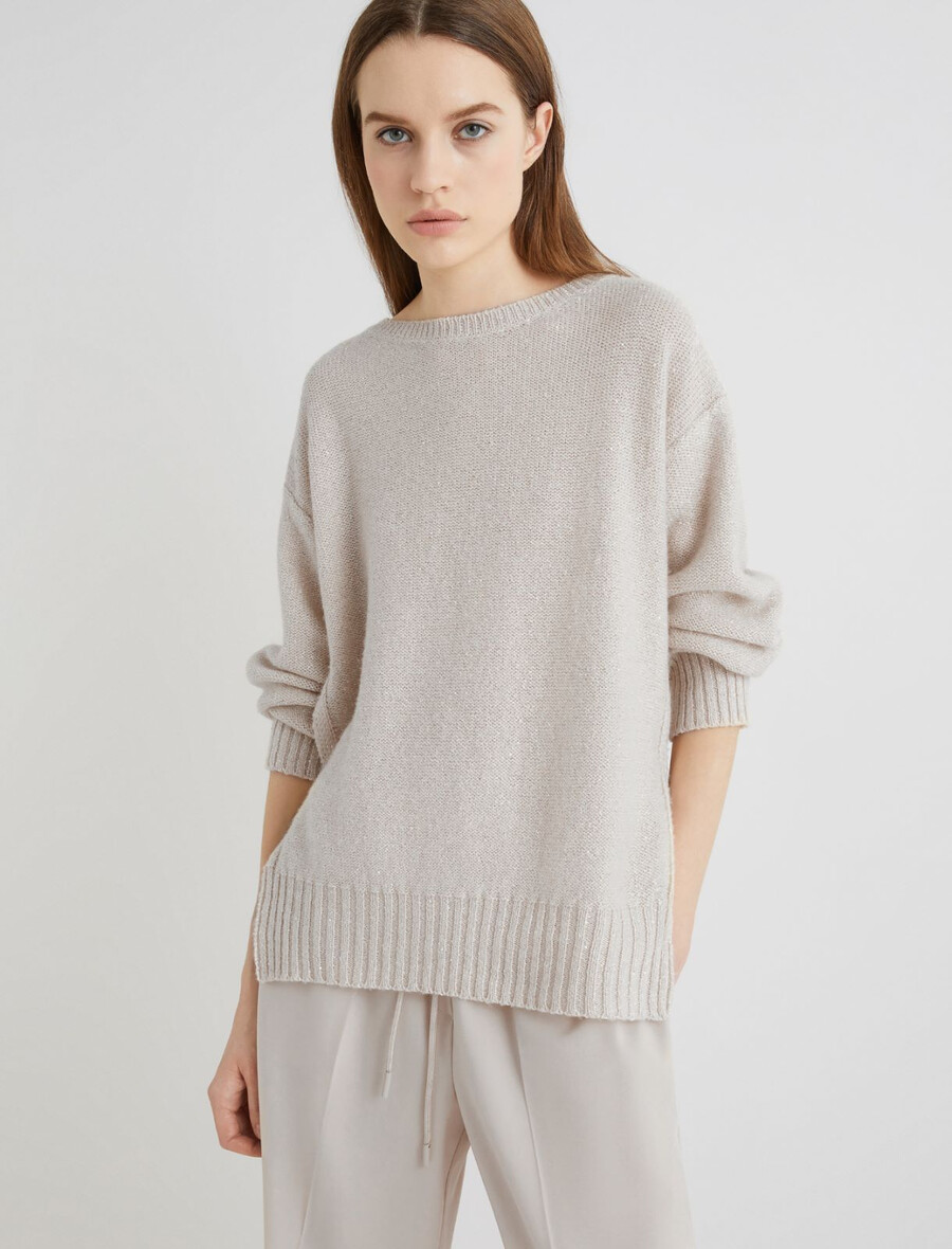 gerade geschnittener pullover aus kaschmirmischung – creme