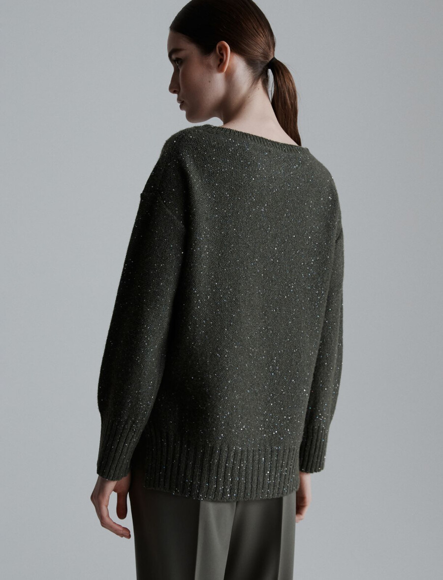 gerade geschnittener pullover aus kaschmirmischung – oliv